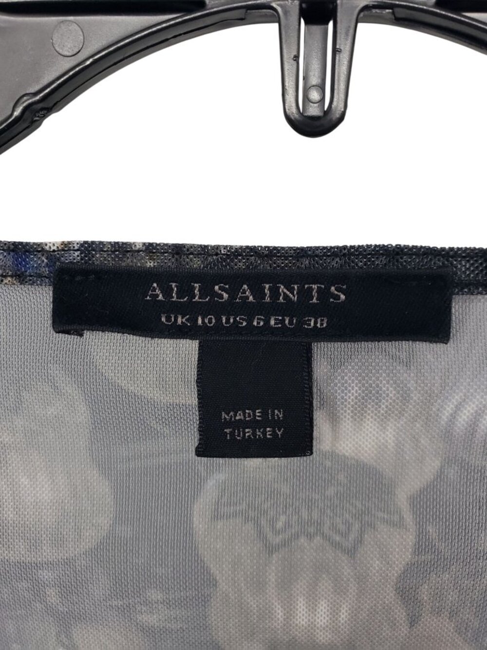 Allsaints Tara Liza Bodysuit Chandelier Mesh Print US 6 Gothic Long Sleeve - Picture 9 of 15